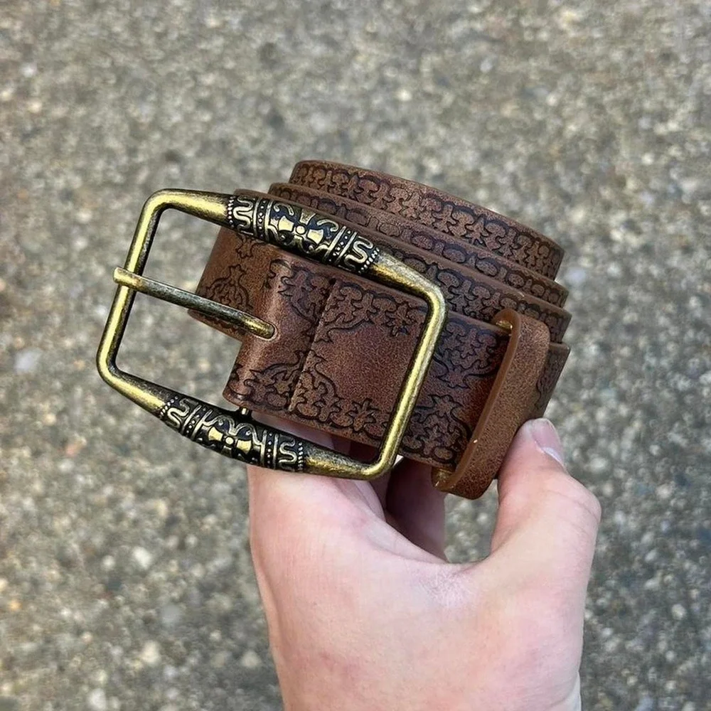 Vintage style brown american western floral rustic boho belt